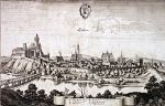 Panorama Cieszyna, miedzioryt Mateusza Meriana z „Topographiae Bohemiae,  Moraviae et Silesiae”, Frankfurt nad Menem, 1650 r.